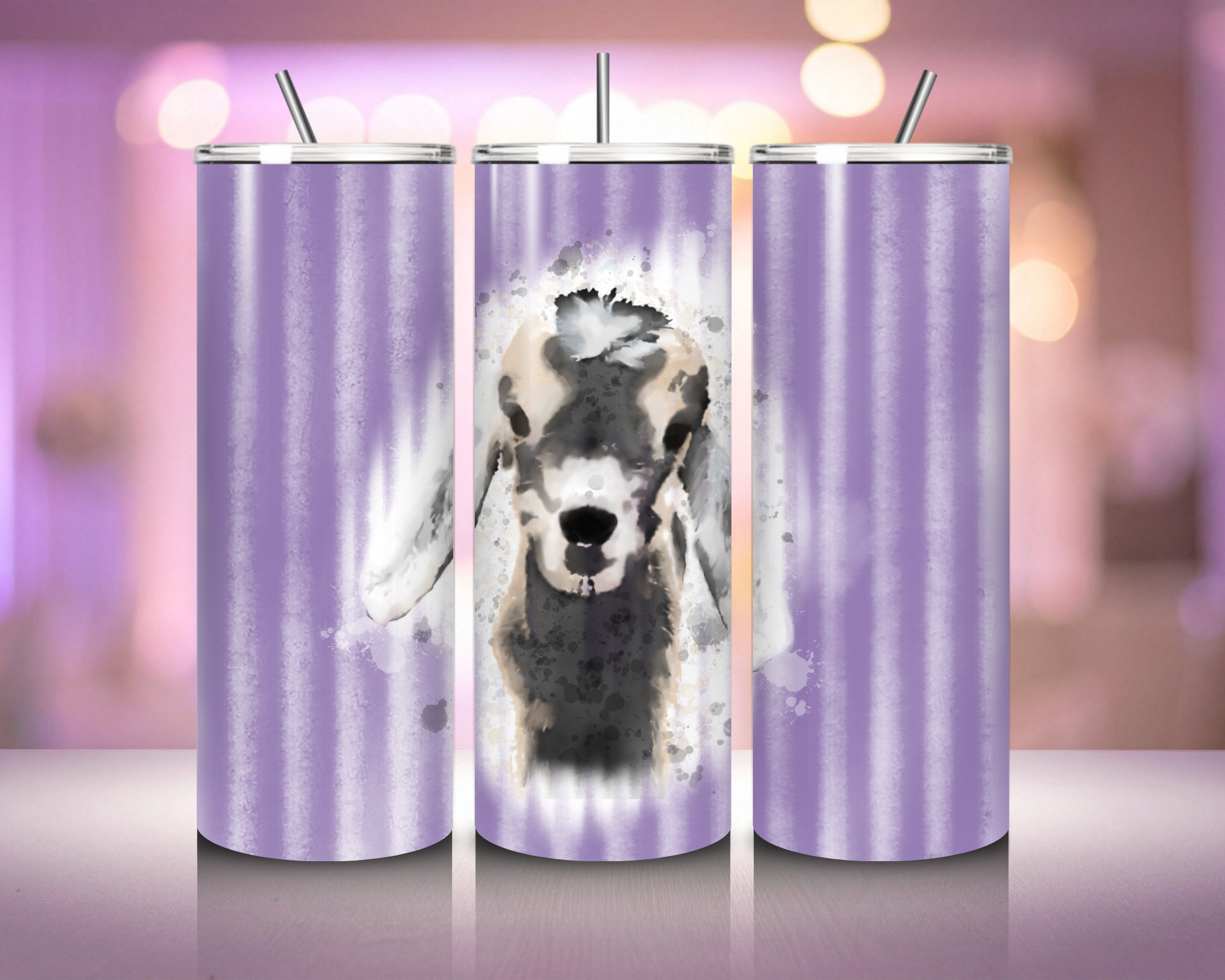 Farm Goat 20oz Tumbler – Watercolor Farm Animal Stainless Steel Cup – Rustic Corrugated Metal Style Travel Tumbler – 4 Color Options