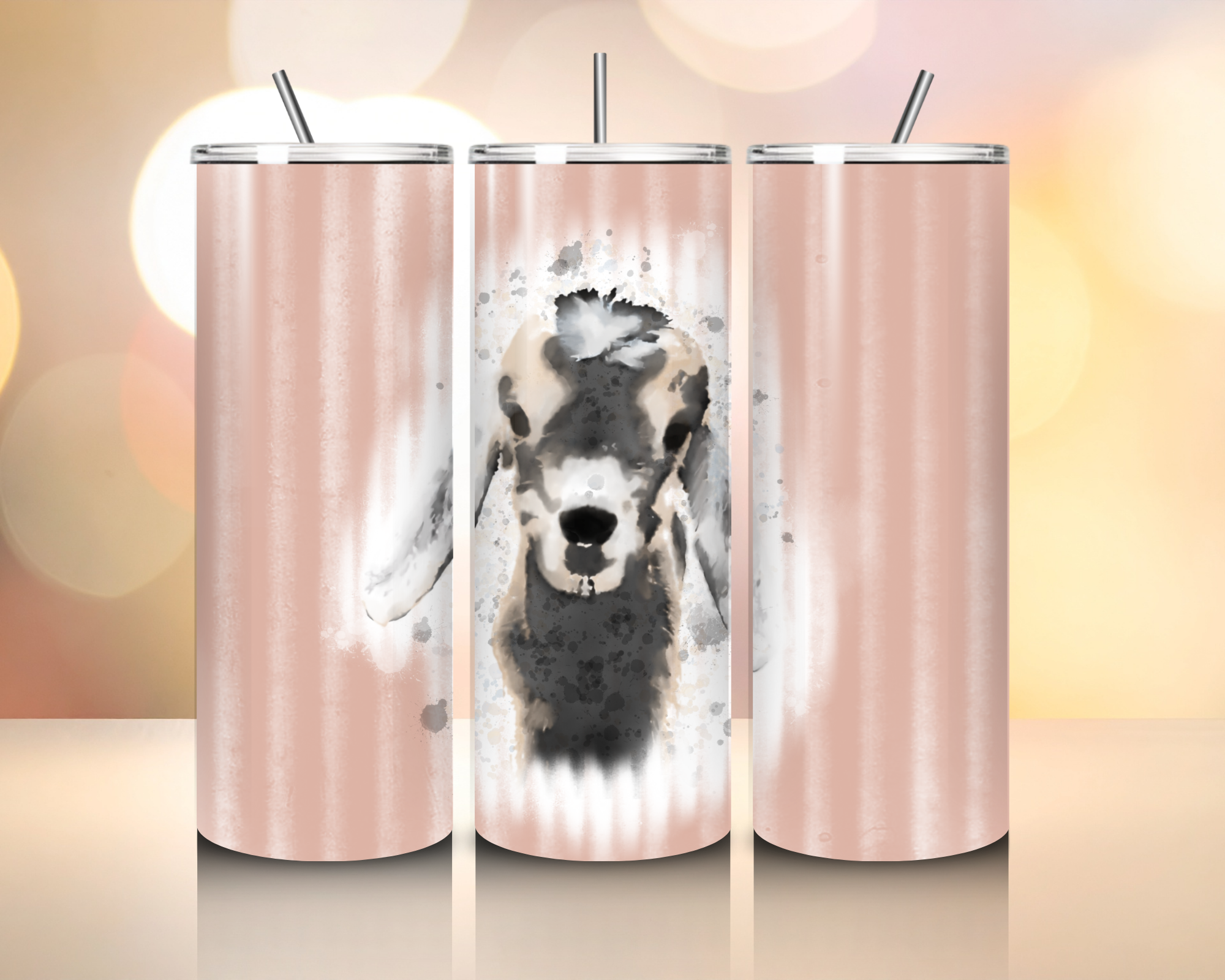 Farm Goat 20oz Tumbler – Watercolor Farm Animal Stainless Steel Cup – Rustic Corrugated Metal Style Travel Tumbler – 4 Color Options