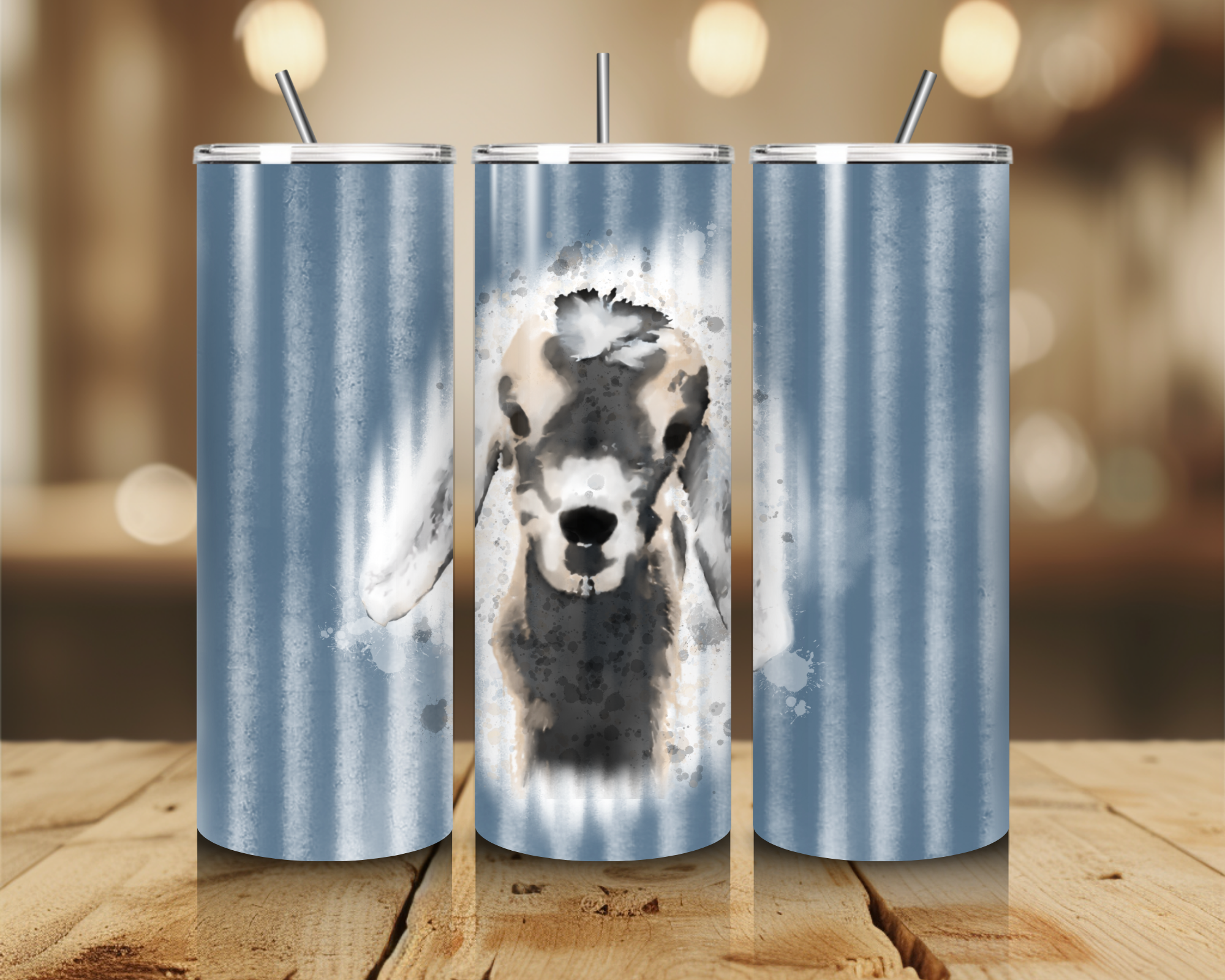 Farm Goat 20oz Tumbler – Watercolor Farm Animal Stainless Steel Cup – Rustic Corrugated Metal Style Travel Tumbler – 4 Color Options
