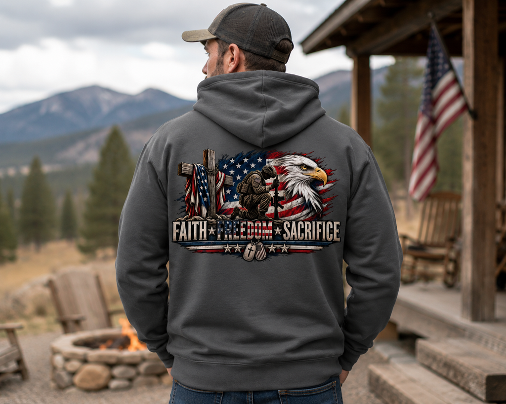 Faith, Freedom & Sacrifice Men’s Graphic Hoodie