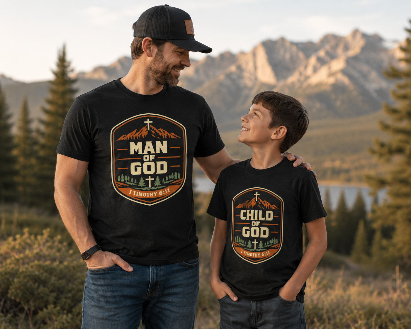 Child of God Boys Christian T-Shirt | 100% Cotton Youth Faith Graphic Tee | Matching Man of God Men's Shirt