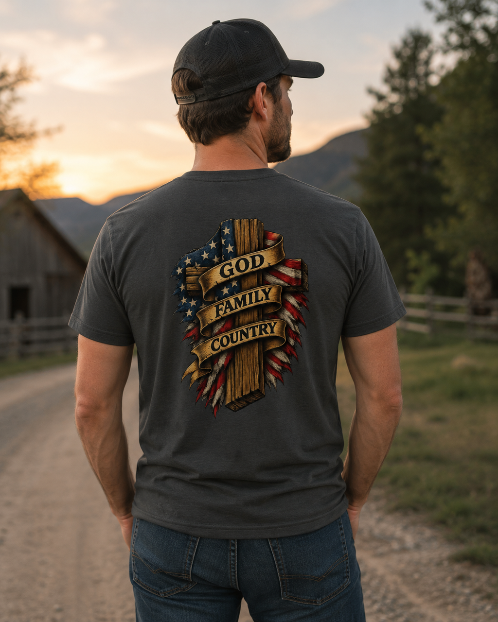 God • Family • Country Men's Patriotic Christian T-Shirt