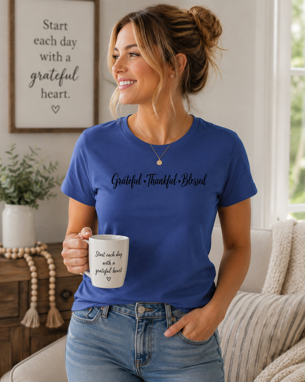 Grateful • Thankful • Blessed Women's Faith T-Shirt